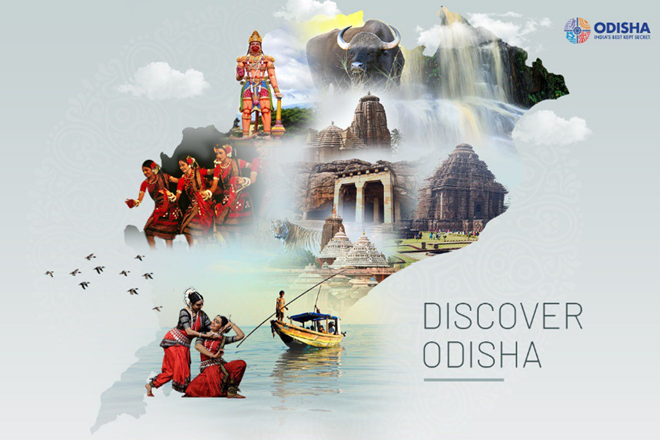 Odisha Map showing important tourist sites of the state